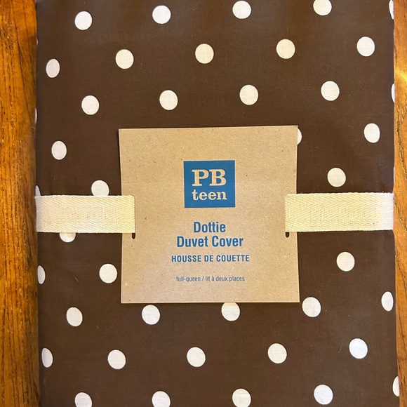 Pottery Barn Teen Other - Pottery Barn Teen Dottie Duvet Cover Full-Queen Brown w/ White Polka Dot…